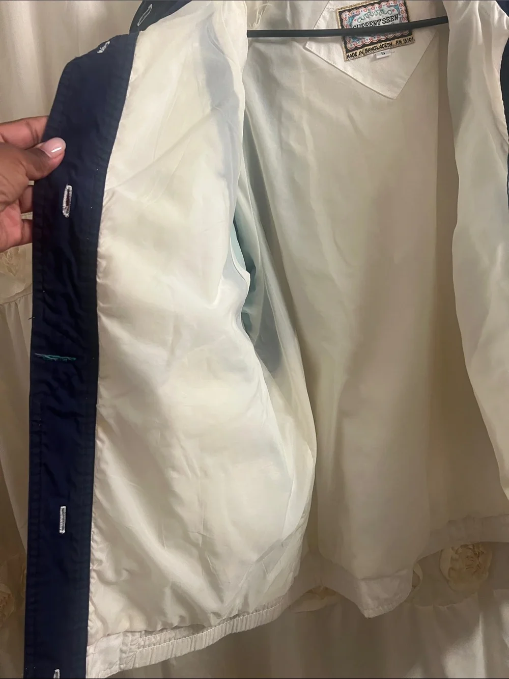 Vintage  White Teal & Navy Windbreaker Jacket